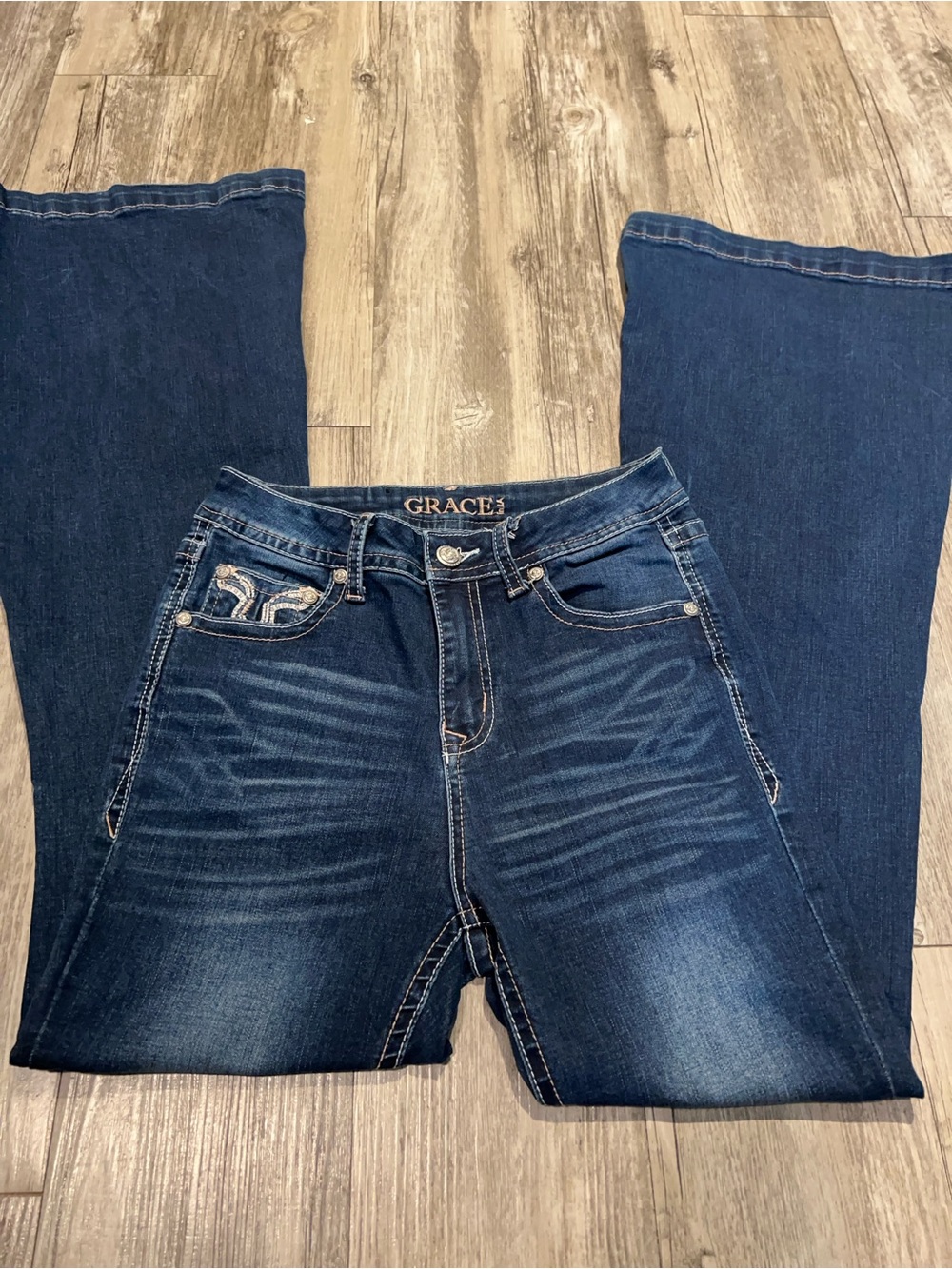 Grace in LA Bell Bottom Jeans Women’s Size 27” Western Cute